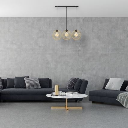 Luster na sajli MERCURE 3xE27/15W/230V zlatna/crno