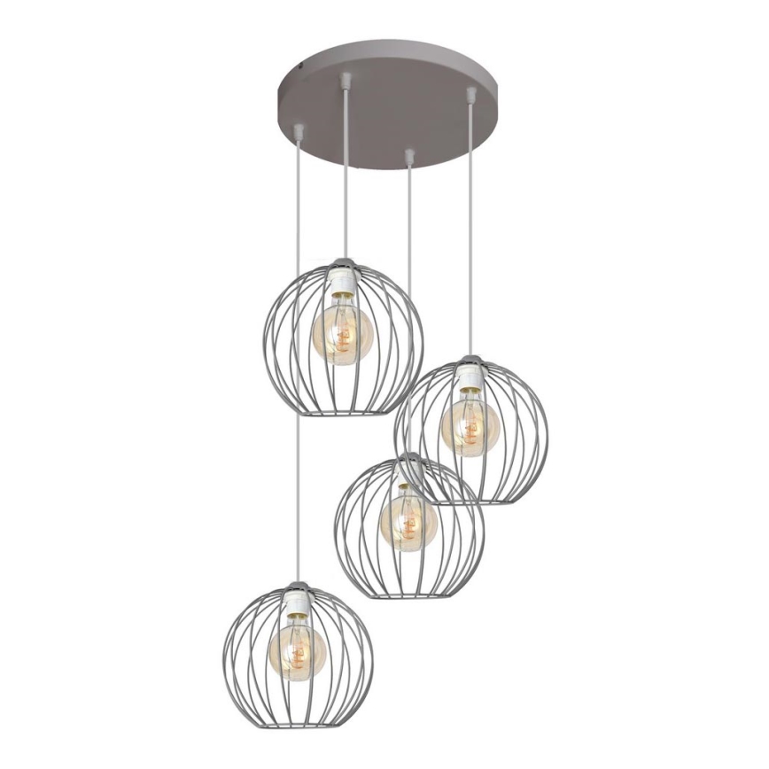Luster na sajli MERCURE 4xE27/15W/230V sivo