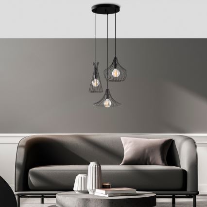 Luster na sajli MEZOPOTAMYA 3xE27/40W/230V crno