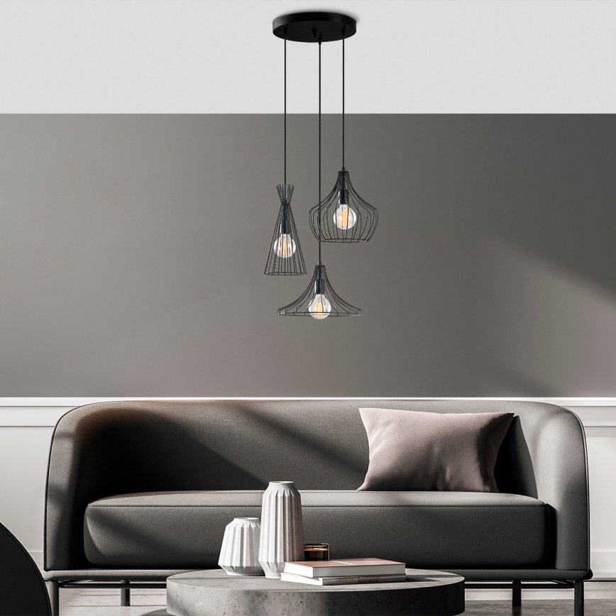 Luster na sajli MEZOPOTAMYA 3xE27/40W/230V crno