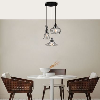 Luster na sajli MEZOPOTAMYA 3xE27/40W/230V crno