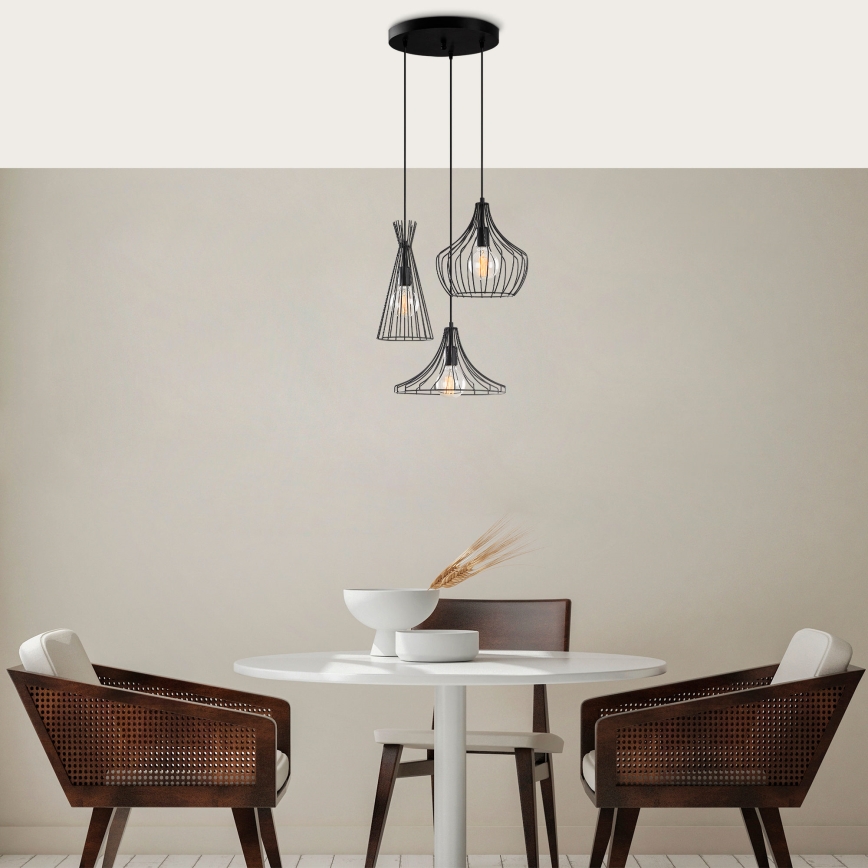 Luster na sajli MEZOPOTAMYA 3xE27/40W/230V crno