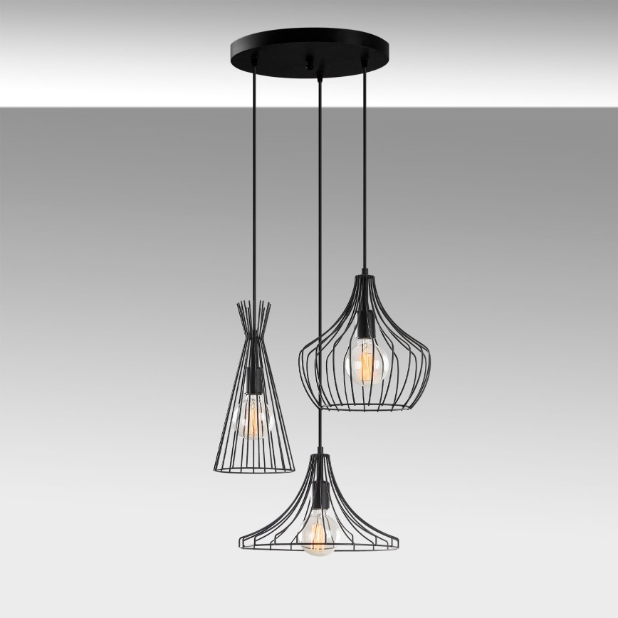 Luster na sajli MEZOPOTAMYA 3xE27/40W/230V crno