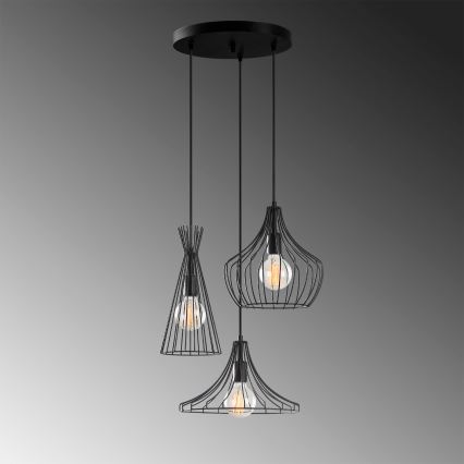 Luster na sajli MEZOPOTAMYA 3xE27/40W/230V crno