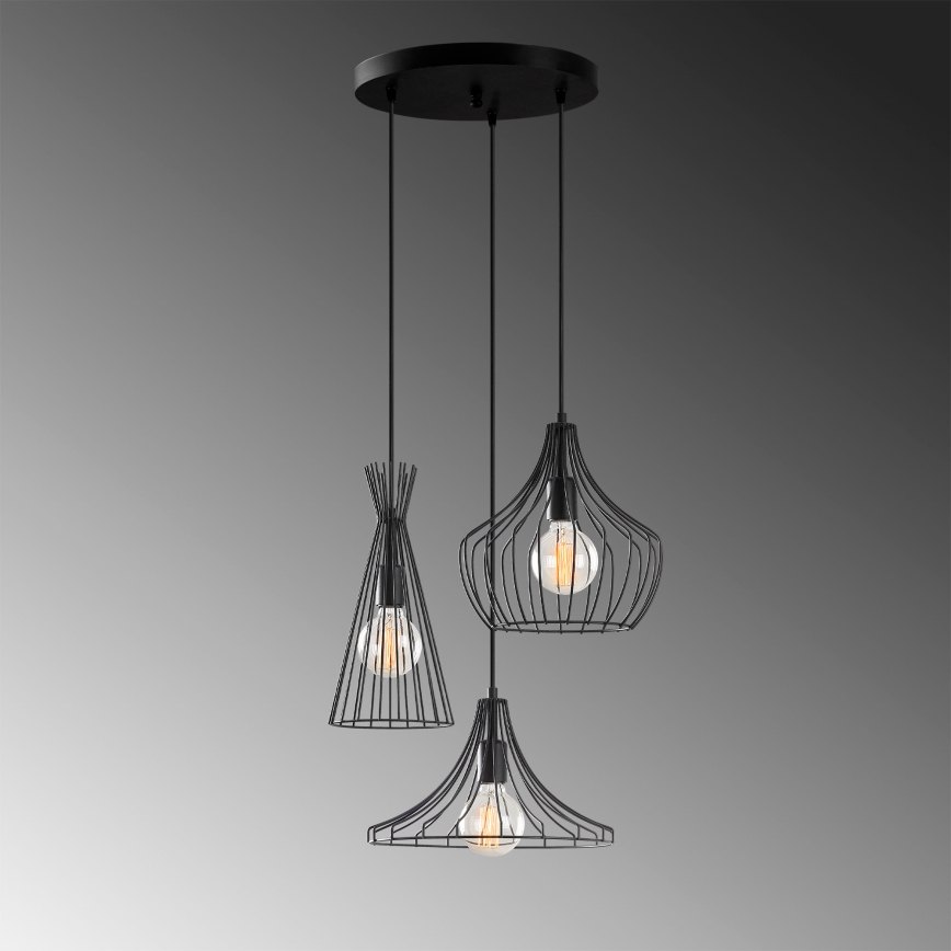 Luster na sajli MEZOPOTAMYA 3xE27/40W/230V crno