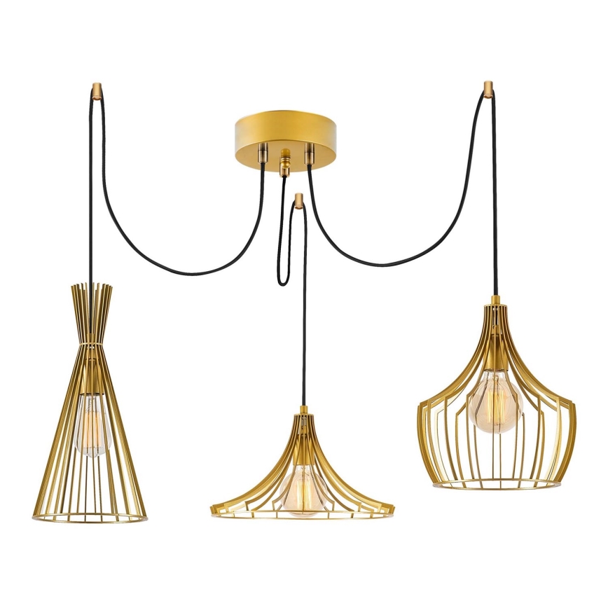 Luster na sajli MEZOPOTAMYA 3xE27/40W/230V pauk zlatna