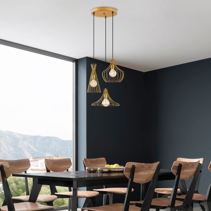 Luster na sajli MEZOPOTAMYA 3xE27/40W/230V zlatna