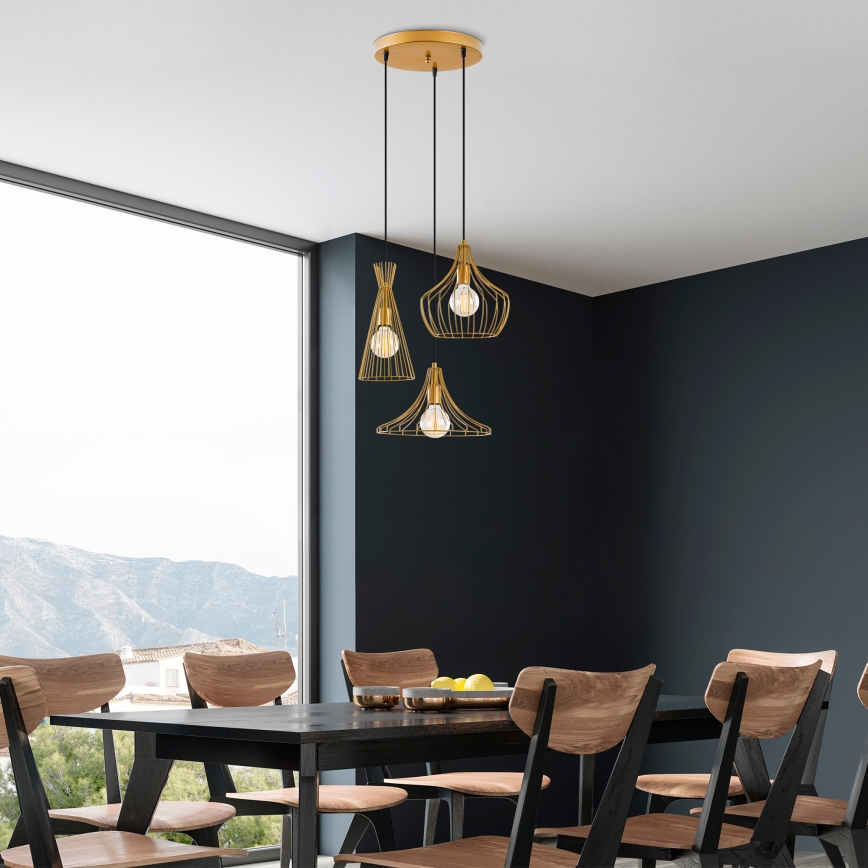 Luster na sajli MEZOPOTAMYA 3xE27/40W/230V zlatna