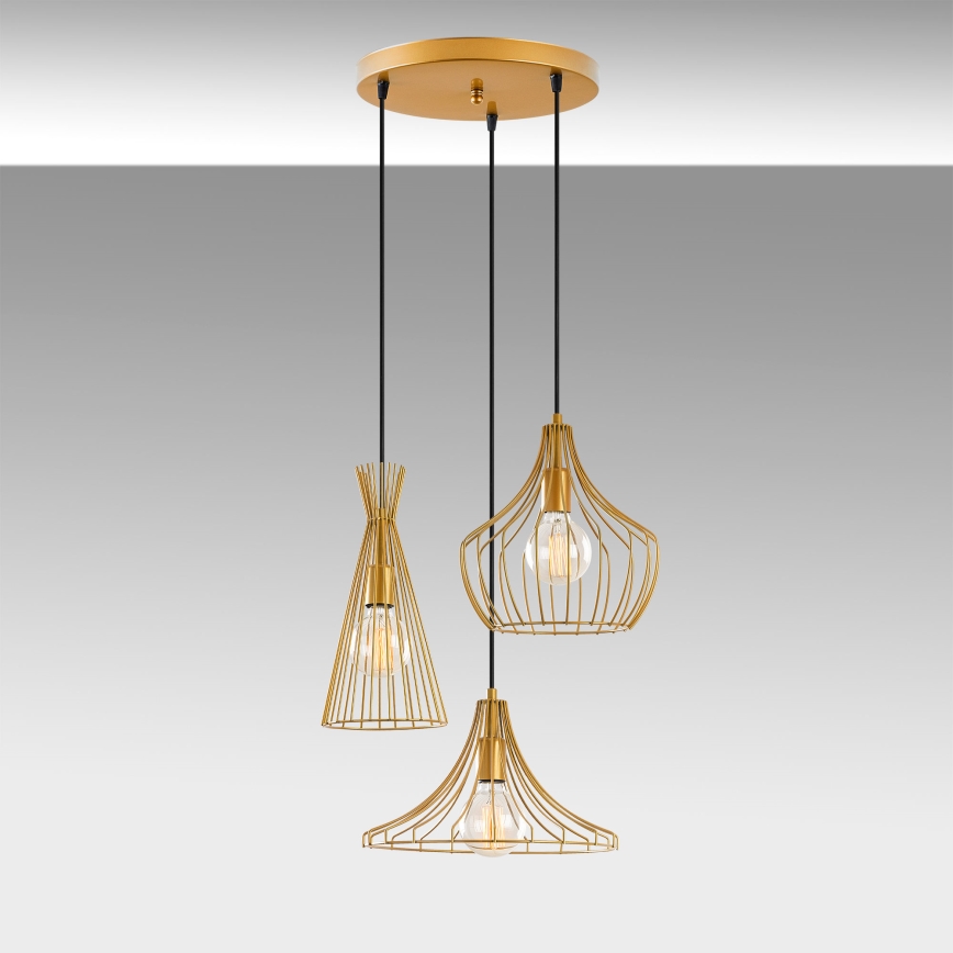 Luster na sajli MEZOPOTAMYA 3xE27/40W/230V zlatna