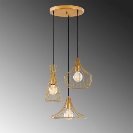 Luster na sajli MEZOPOTAMYA 3xE27/40W/230V zlatna