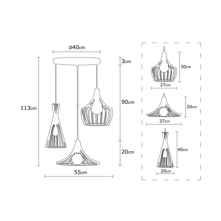 Luster na sajli MEZOPOTAMYA 3xE27/40W/230V zlatna
