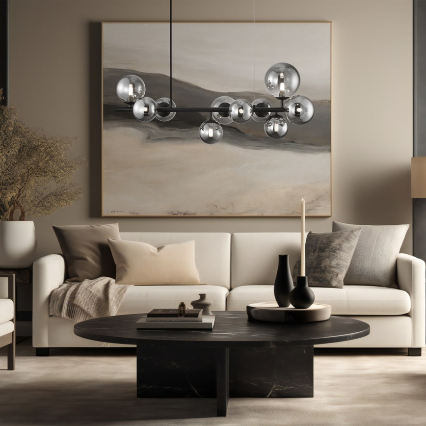 Luster na sajli MILA 10xG9/9W/230V crno/sivo
