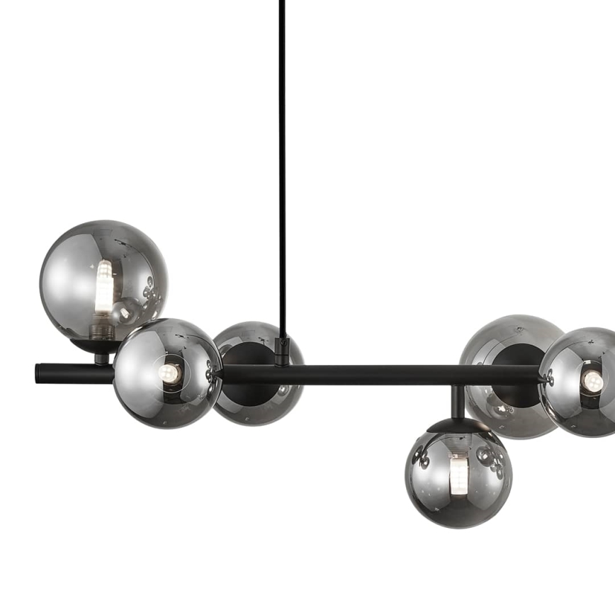 Luster na sajli MILA 10xG9/9W/230V crno/sivo