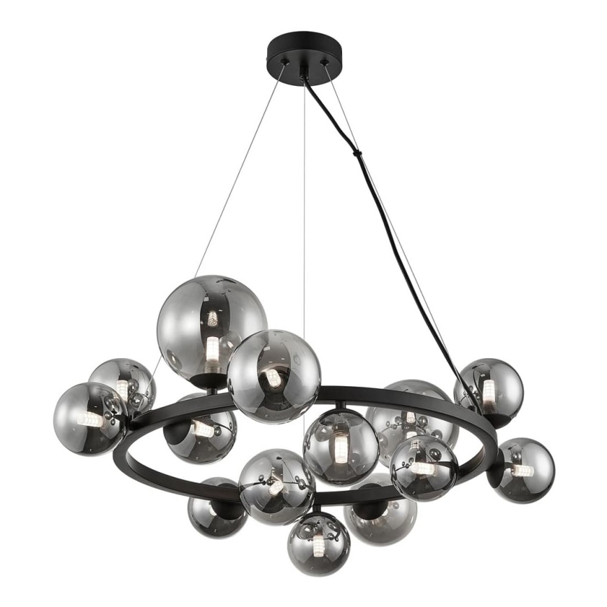 Luster na sajli MILA 14xG9/9W/230V crno/sivo