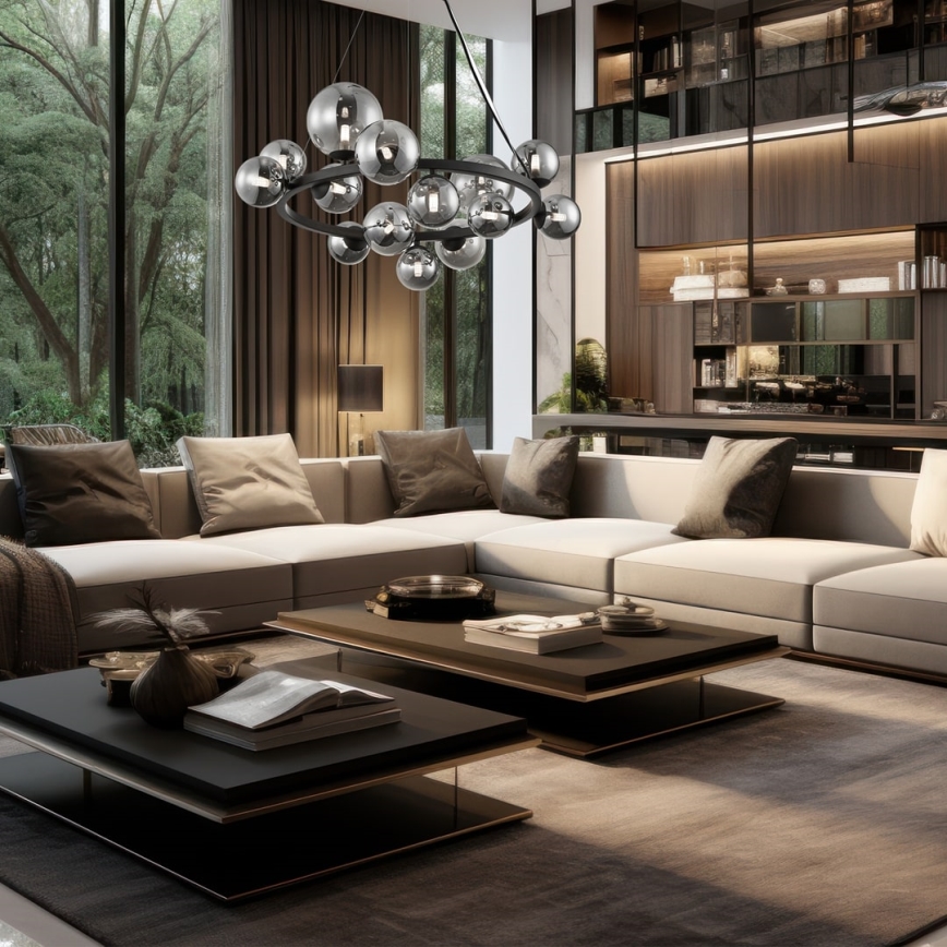 Luster na sajli MILA 14xG9/9W/230V crno/sivo