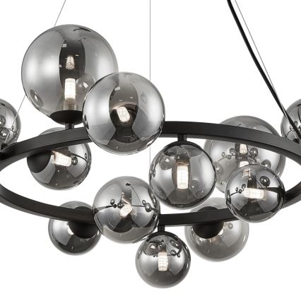 Luster na sajli MILA 14xG9/9W/230V crno/sivo