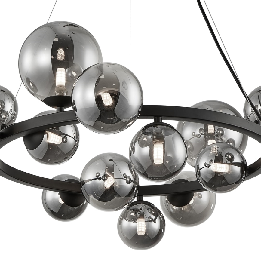 Luster na sajli MILA 14xG9/9W/230V crno/sivo