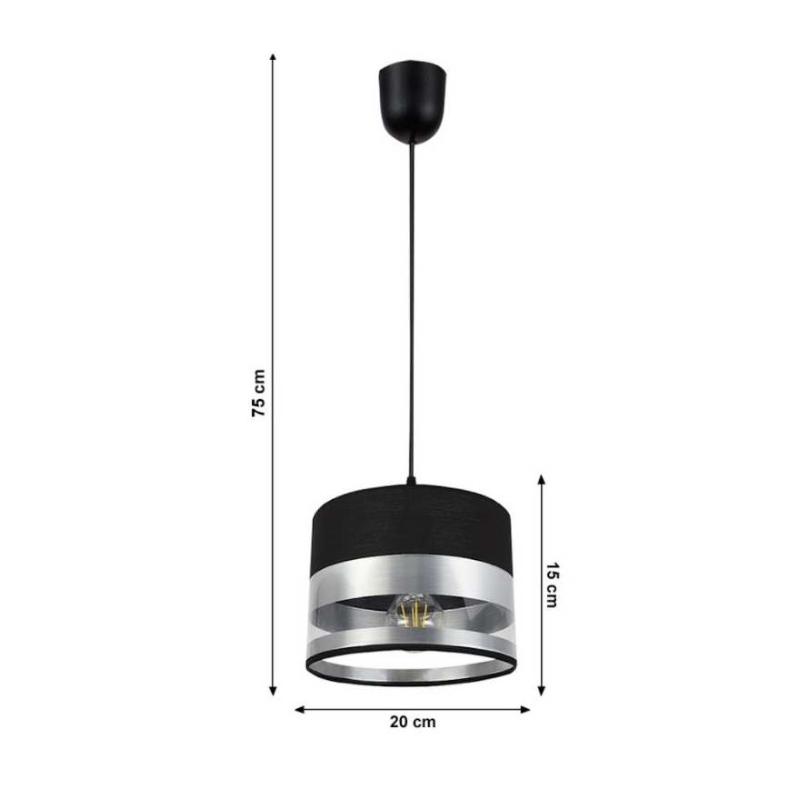 Luster na sajli MILO 1xE27/60W/230V srebrno/crno