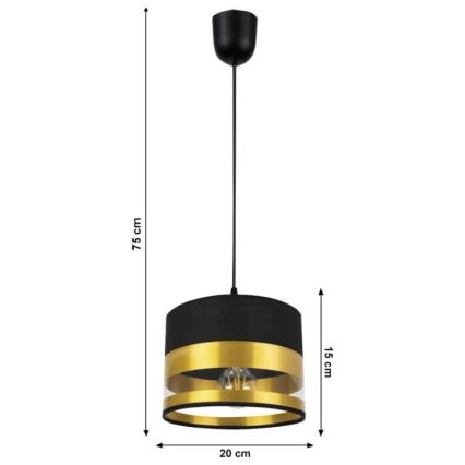 Luster na sajli MILO 1xE27/60W/230V zlatna/crno