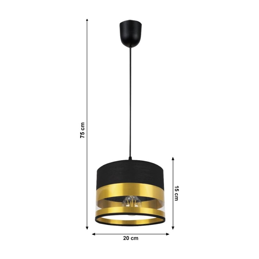 Luster na sajli MILO 1xE27/60W/230V zlatna/crno