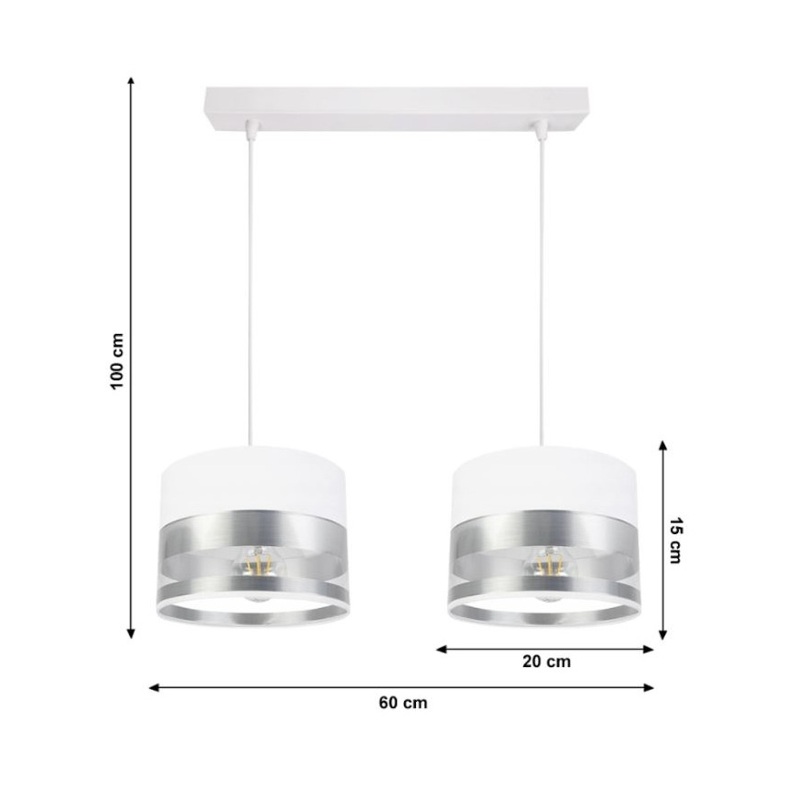 Luster na sajli MILO 2xE27/60W/230V srebran