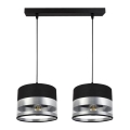 Luster na sajli MILO 2xE27/60W/230V srebrno/crno