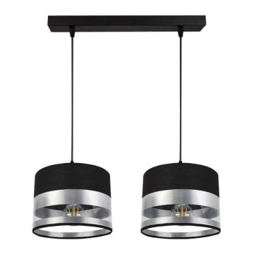 Luster na sajli MILO 2xE27/60W/230V srebrno/crno