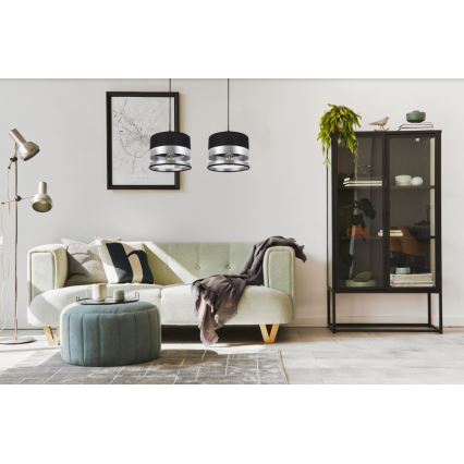 Luster na sajli MILO 2xE27/60W/230V srebrno/crno