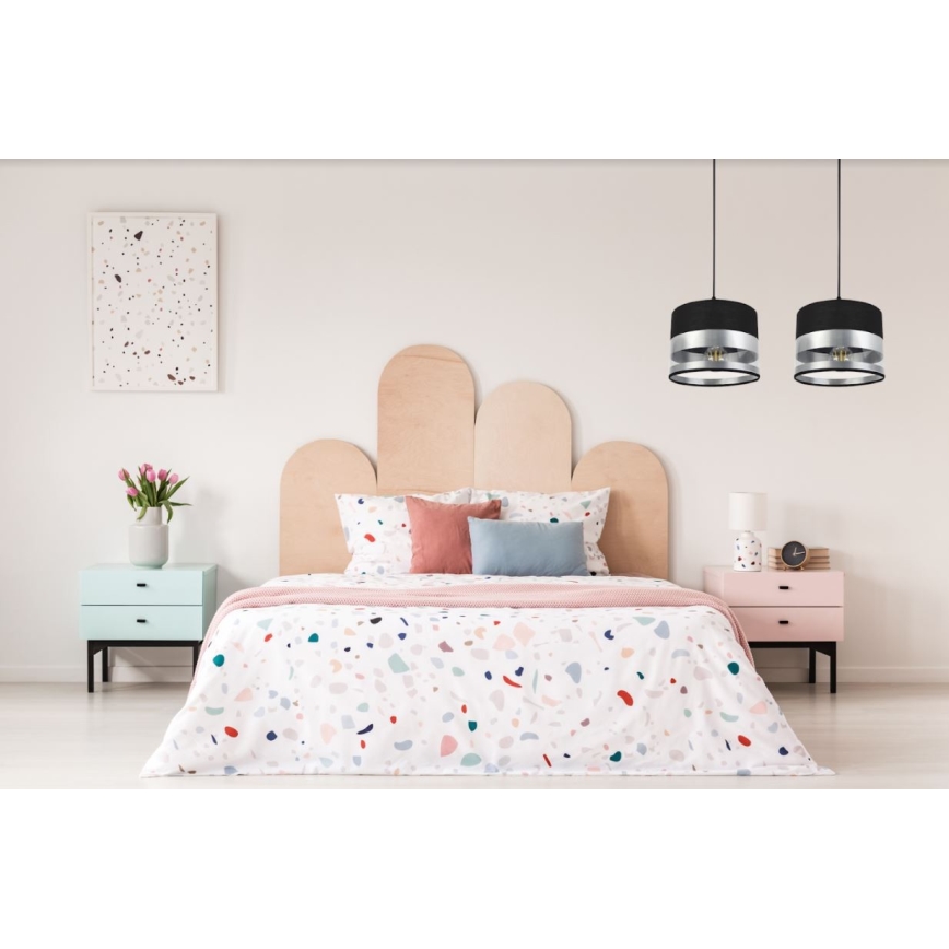 Luster na sajli MILO 2xE27/60W/230V srebrno/crno