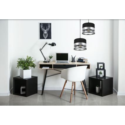 Luster na sajli MILO 2xE27/60W/230V srebrno/crno