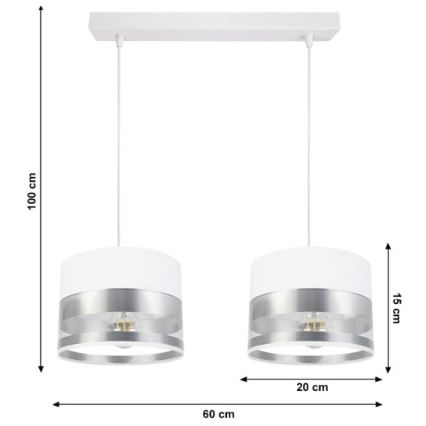 Luster na sajli MILO 2xE27/60W/230V srebrno