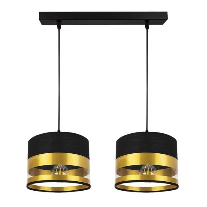 Luster na sajli MILO 2xE27/60W/230V zlatno/crno