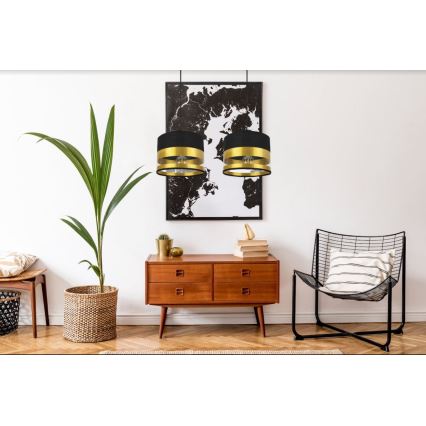 Luster na sajli MILO 2xE27/60W/230V zlatno/crno