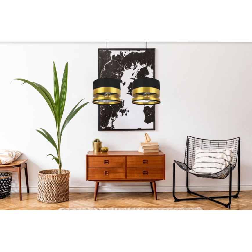 Luster na sajli MILO 2xE27/60W/230V zlatno/crno