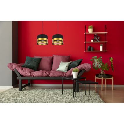Luster na sajli MILO 2xE27/60W/230V zlatno/crno