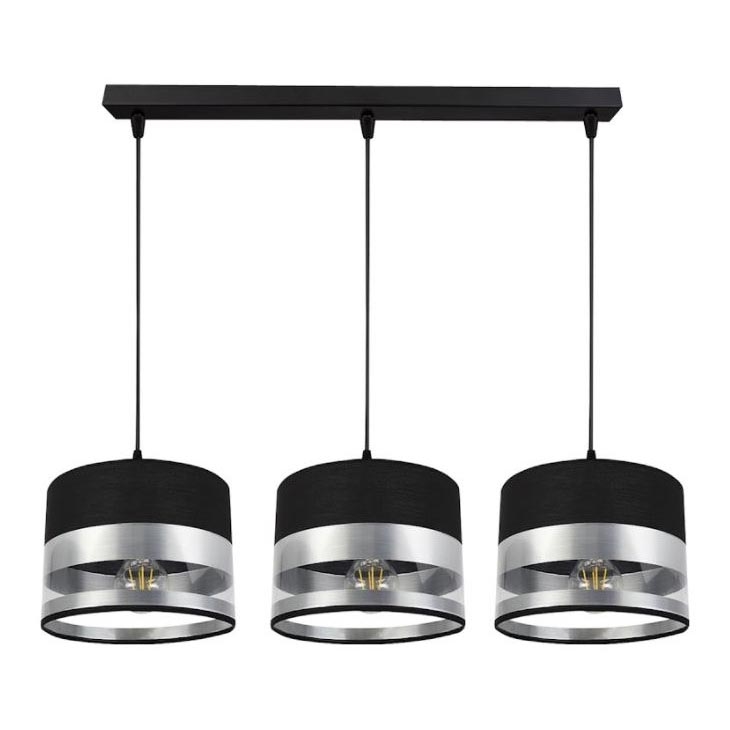 Luster na sajli MILO 3xE27/60W/230V srebrno/crno