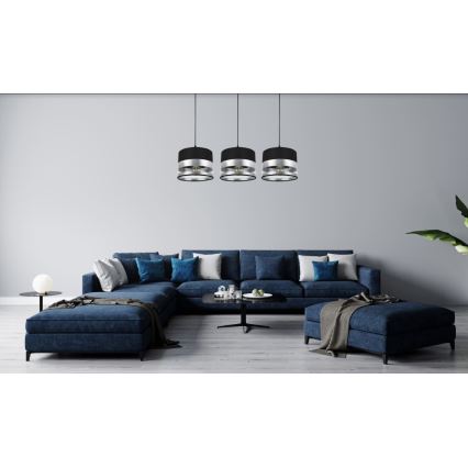 Luster na sajli MILO 3xE27/60W/230V srebrno/crno