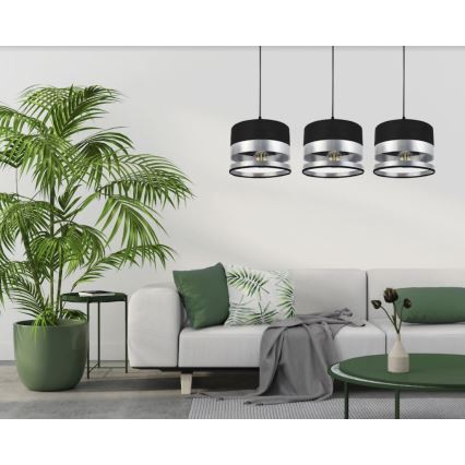 Luster na sajli MILO 3xE27/60W/230V srebrno/crno