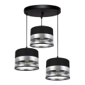 Luster na sajli MILO 3xE27/60W/230V srebrno/crno