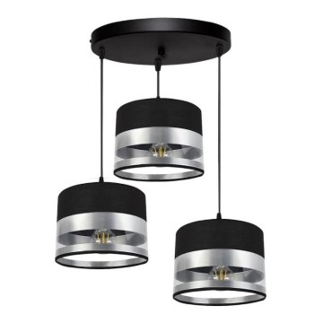 Luster na sajli MILO 3xE27/60W/230V srebrno/crno