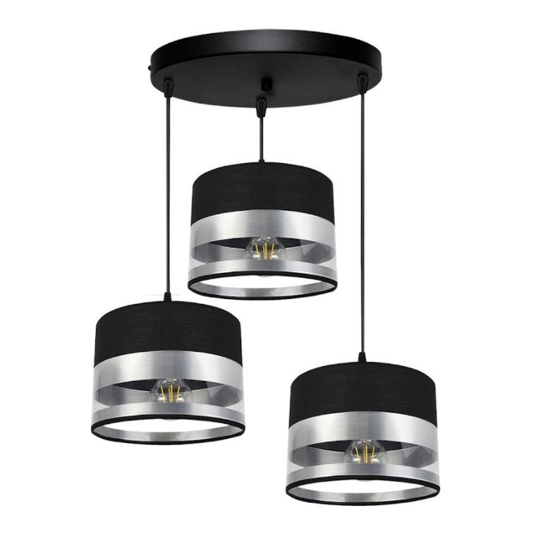 Luster na sajli MILO 3xE27/60W/230V srebrno/crno
