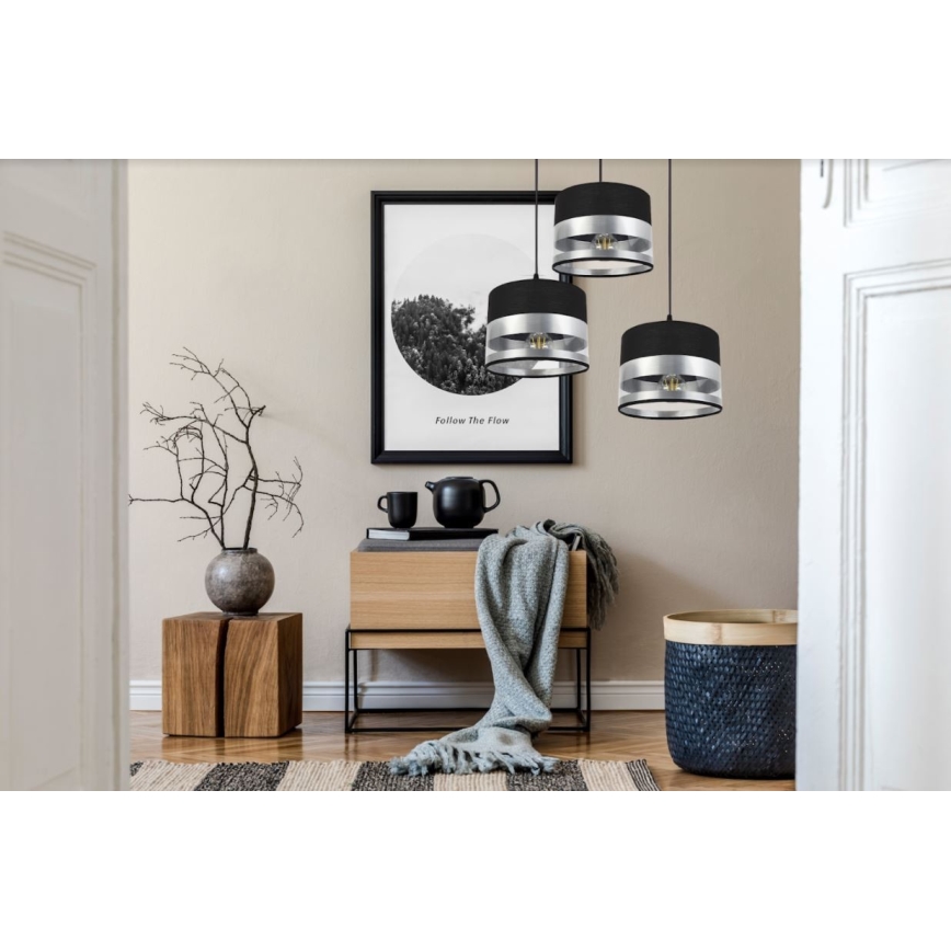 Luster na sajli MILO 3xE27/60W/230V srebrno/crno