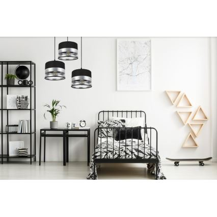 Luster na sajli MILO 3xE27/60W/230V srebrno/crno