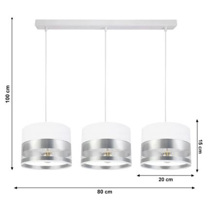 Luster na sajli MILO 3xE27/60W/230V srebrno