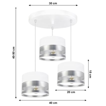 Luster na sajli MILO 3xE27/60W/230V srebrno