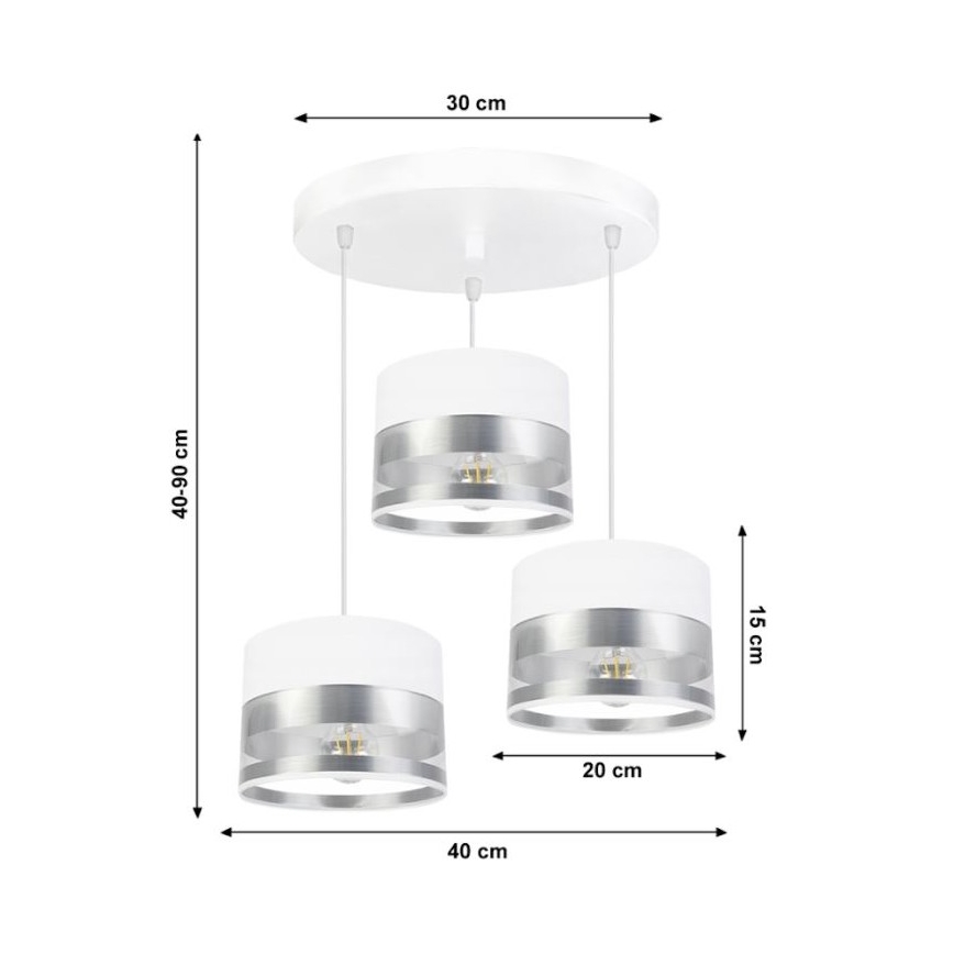Luster na sajli MILO 3xE27/60W/230V srebrno