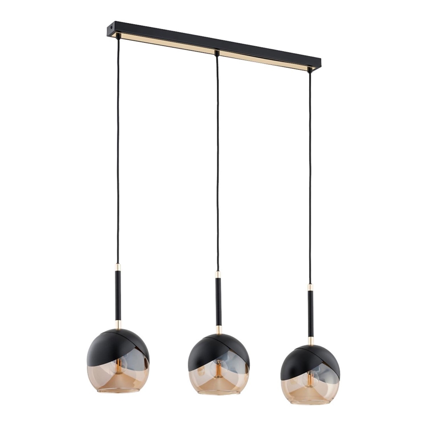 Luster na sajli MILTONA 3xE27/60W/230V crno/bež
