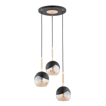 Luster na sajli MILTONA 3xE27/60W/230V crno/bež