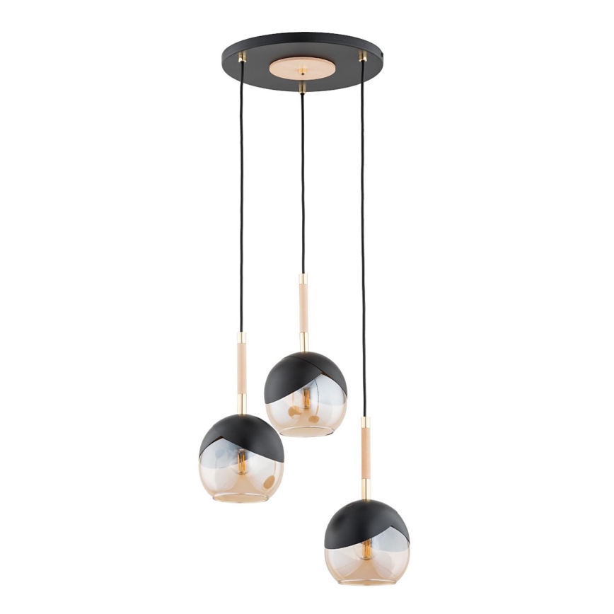 Luster na sajli MILTONA 3xE27/60W/230V crno/bež
