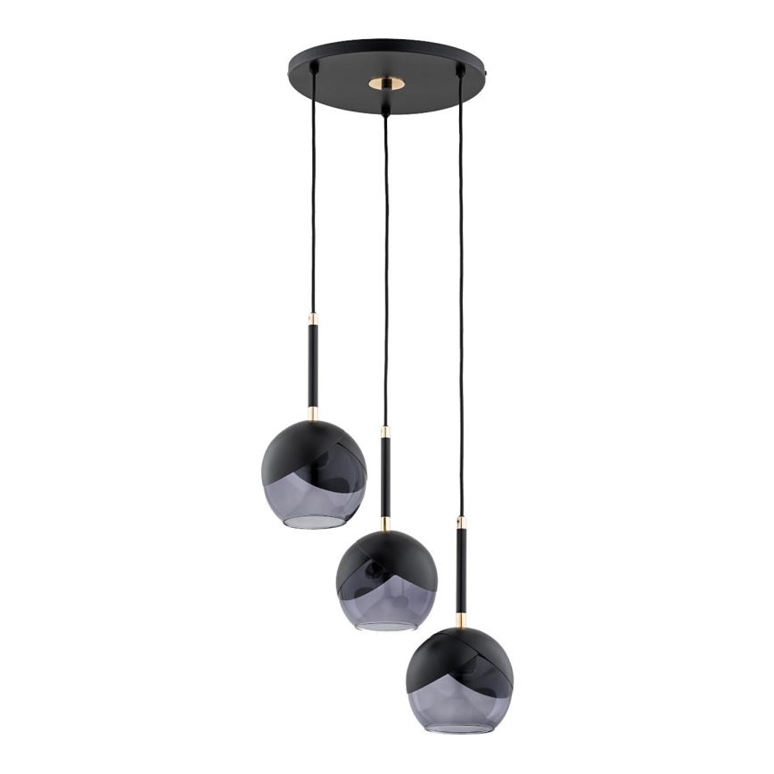 Luster na sajli MILTONA 3xE27/60W/230V crno/sivo